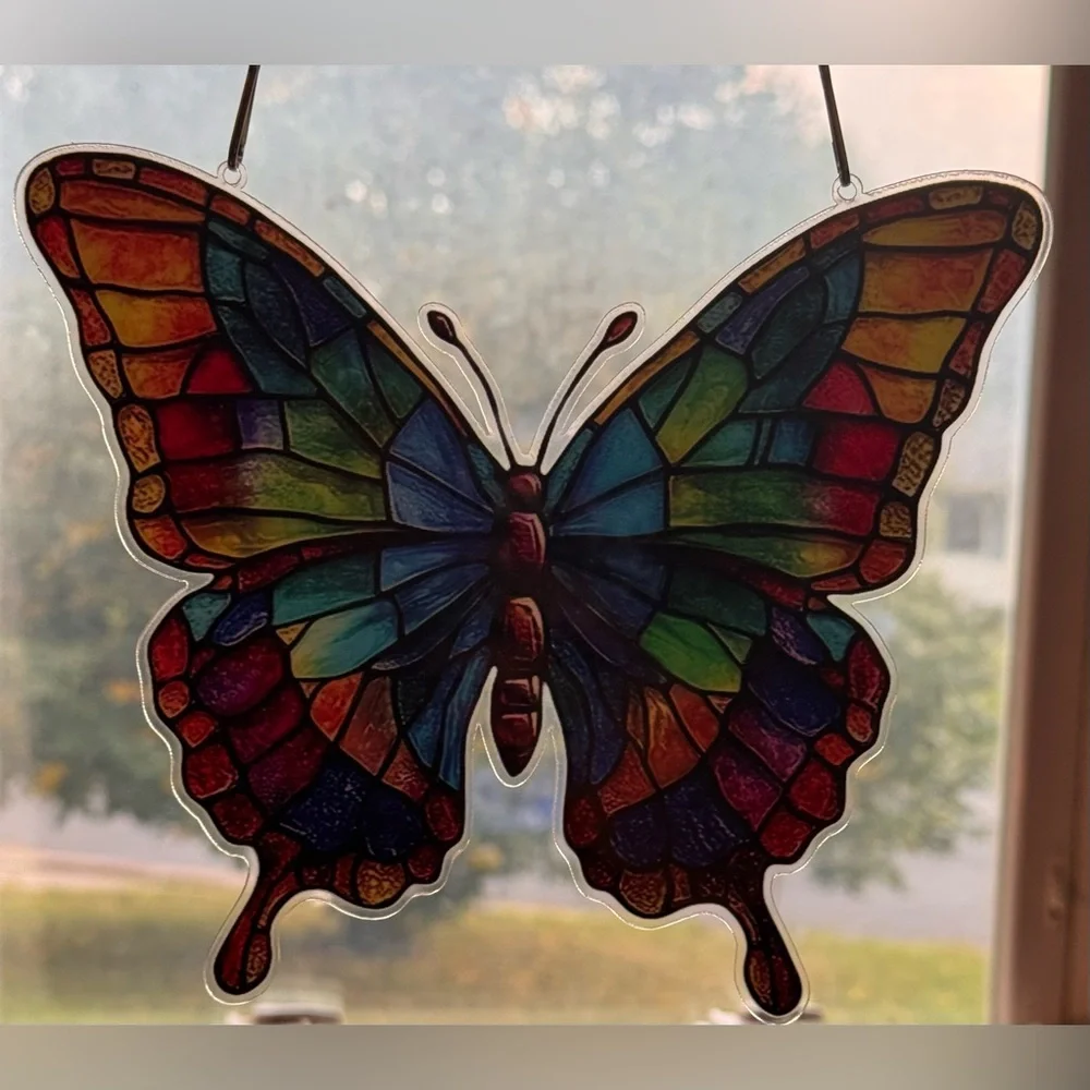 Colorful Acrylic Stained Glass Butterfly, Bouquet or Paw Suncatcher: PICK ONE